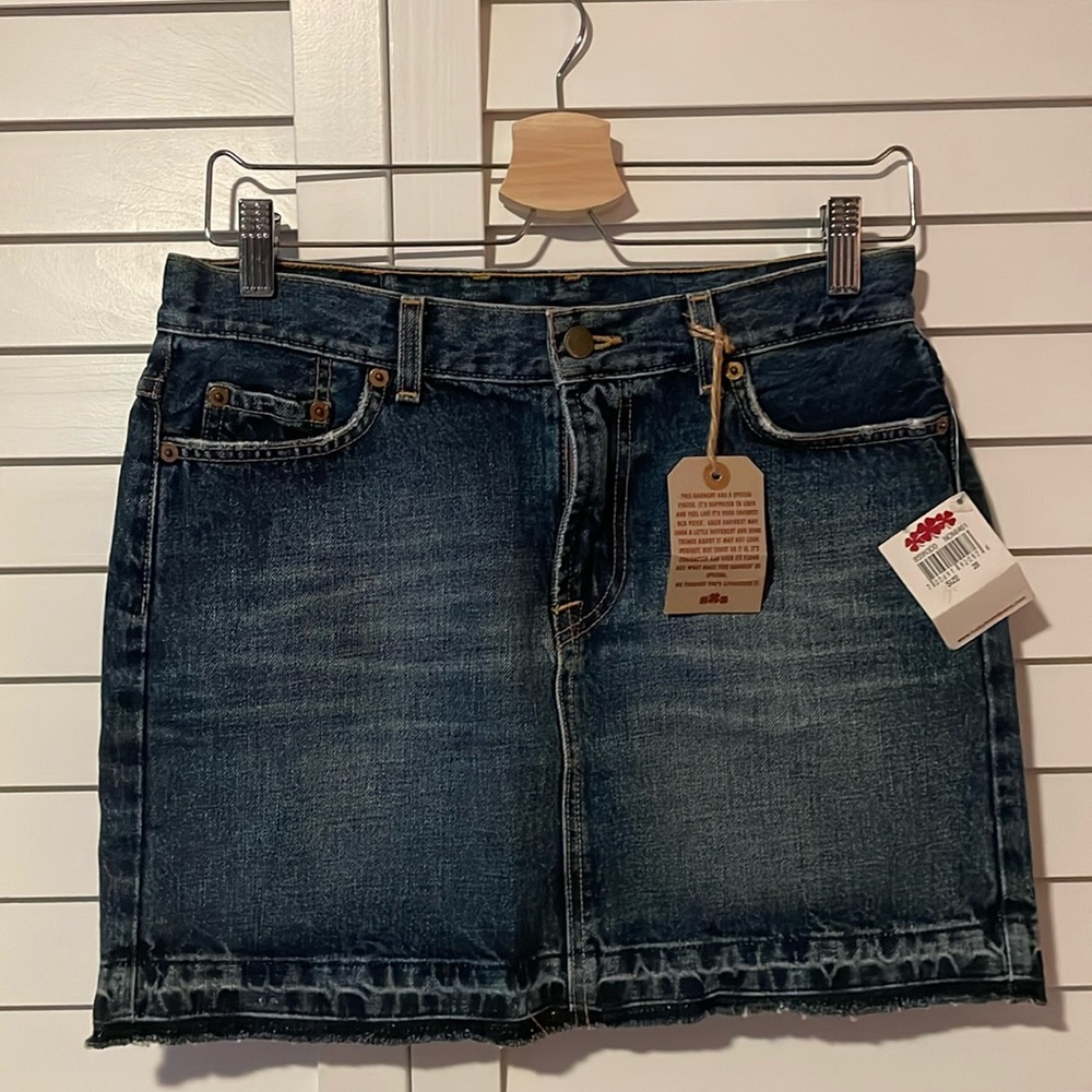 Lucky Brand Dungarees 6 28 Jean Jeans Mini Skirt NWT Whiskering